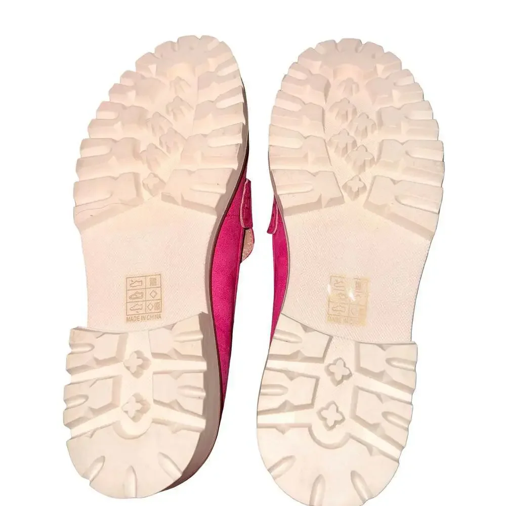 Journee Collection Kenly Pink Faux Suede Lug Sole Loafers size 9.5